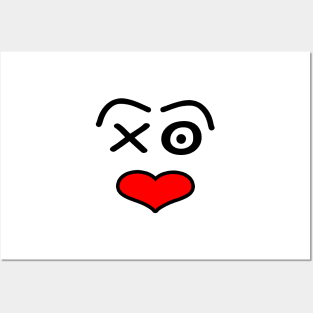 Funny love face - black and red. Posters and Art